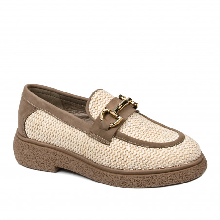 Dam casualskor 6092 beige raffia kombinerat