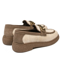 Dam casualskor 6092 beige raffia kombinerat