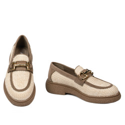 Dam casualskor 6092 beige raffia kombinerat