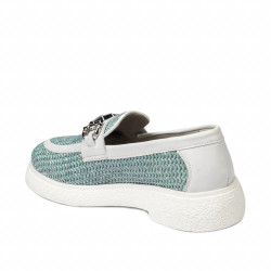 Damskor casual 6092 raffia blå kombinerad