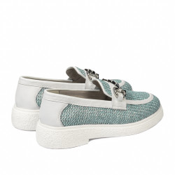 Damskor casual 6092 raffia blå kombinerad