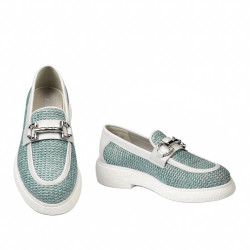 Damskor casual 6092 raffia blå kombinerad