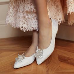Dam-ballerinaskor 1354 vit satin lifestyle