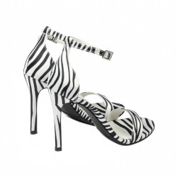 Dam sandaler 1349 satin zebra vit