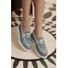 Damskor casual 6092 raffia blå kombinerad