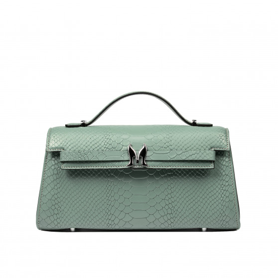 Damska axelväska 041g 01 croco pistachio