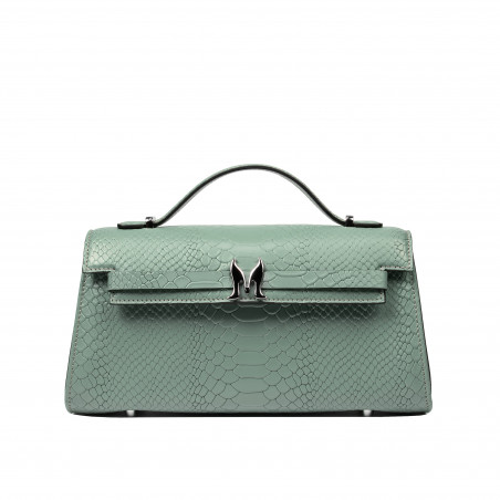 Damska axelväska 041g 01 croco pistachio