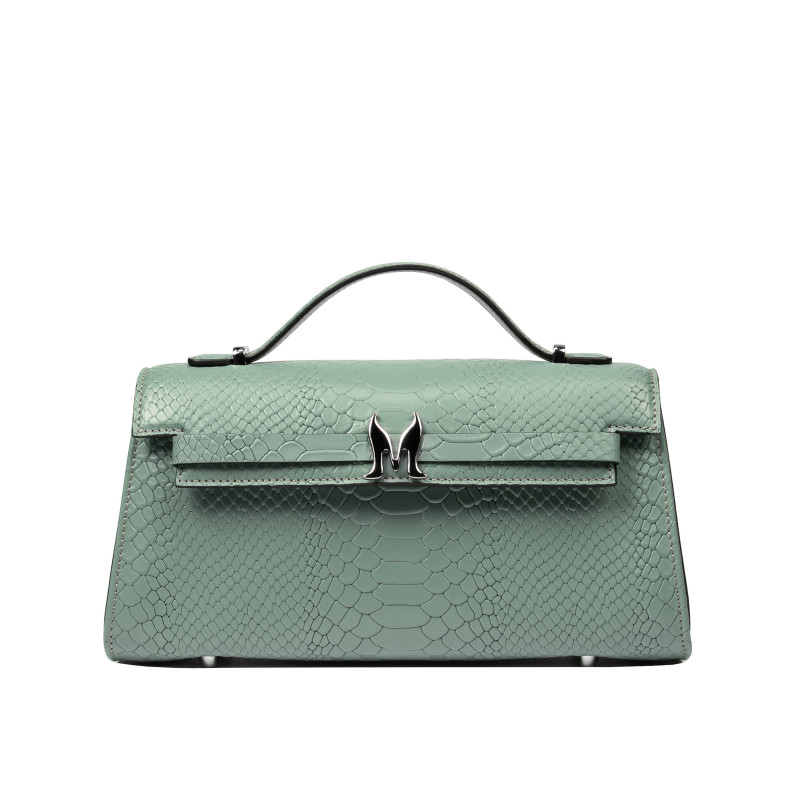 Damska axelväska 041g 01 croco pistachio