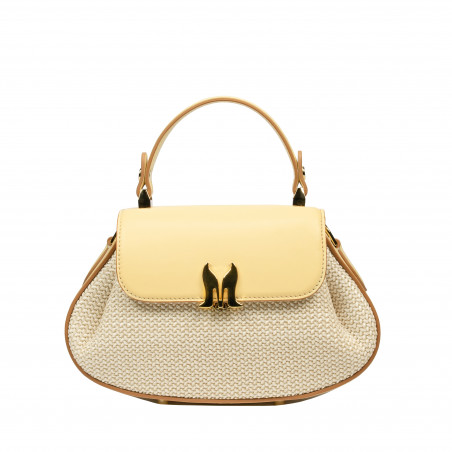 Damhandväska 042g butter yellow+rafia