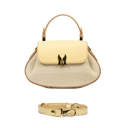 Damhandväska 042g butter yellow+rafia