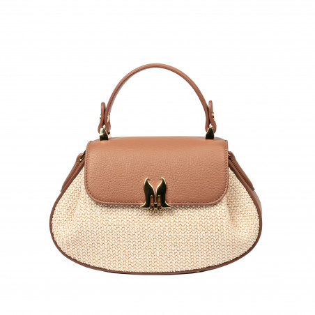Damhandväska 042g biz camel+raffia