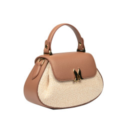 Damhandväska 042g biz camel+raffia