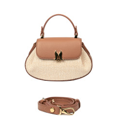 Damhandväska 042g biz camel+raffia