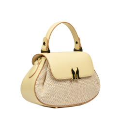 Damhandväska 042g butter yellow+rafia