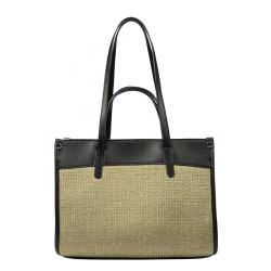 Damväska strand 045g 01 svart napa+raffia sand olive