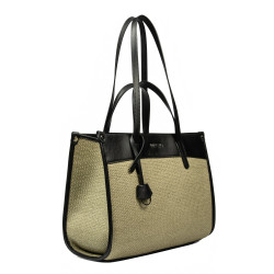 Damväska strand 045g 01 svart napa+raffia sand olive