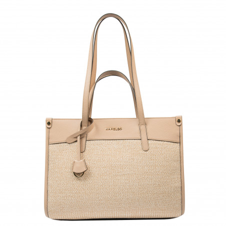 Dam strandväska 045g nude+raffia