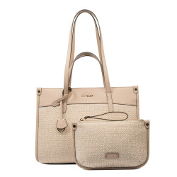 Dam strandväska 045g nude+raffia