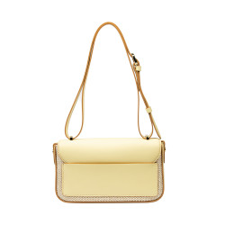 Damväska axelremsväska 046g butter yellow+rafia