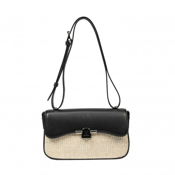 Damdväska axelväska 046g 01 svart napa+raffia