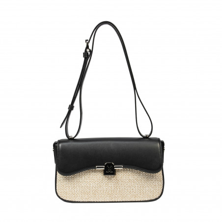 Damdväska axelväska 046g 01 svart napa+raffia