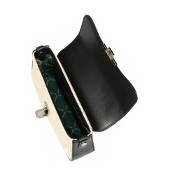 Damdväska axelväska 046g 01 svart napa+raffia