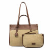 Strandväska dam 045g konjaksbrun + raffia