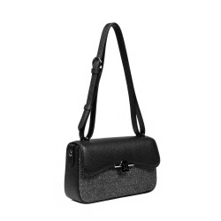 Svart axelväska för damer 046g 01 svart+raffia svart