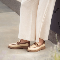 Dam casualskor 6092 beige raffia kombinerat lifestyle