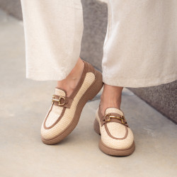 Dam casualskor 6092 beige raffia kombinerat lifestyle