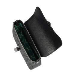 Svart axelväska för damer 046g 01 svart+raffia svart