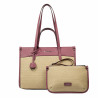 Damstrandväska 045g 01 hallonrosa+raffia