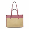 Damstrandväska 045g 01 hallonrosa+raffia