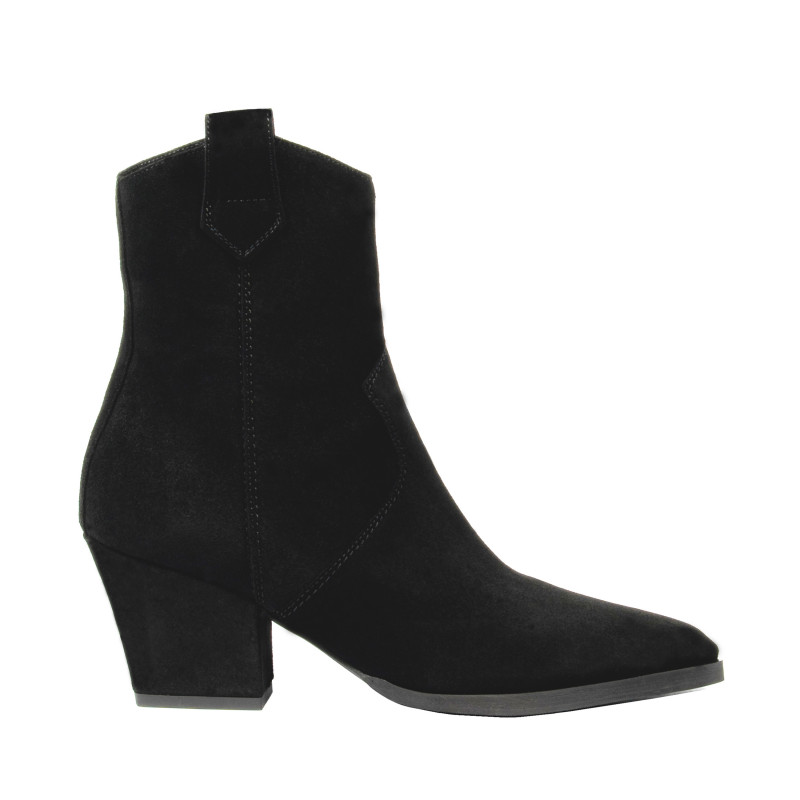 Damstövlar med klack 1411-1 svart velour