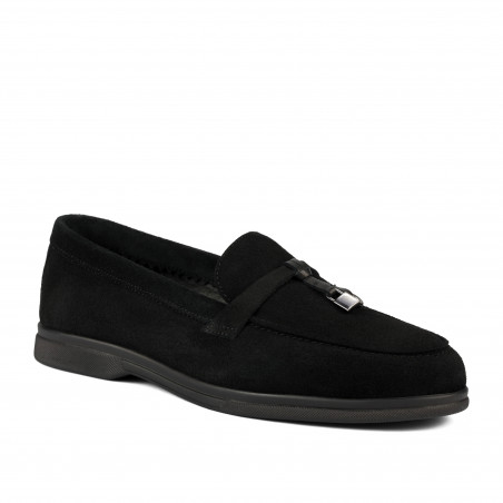 Damskor moccasiner 6082-1 svart mocka