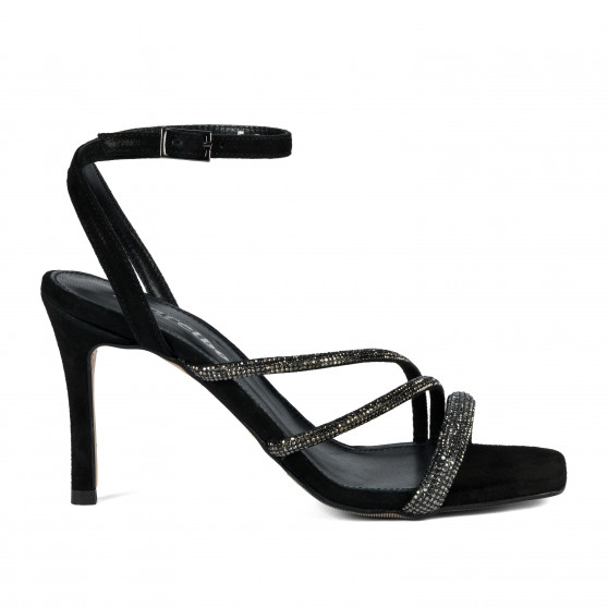 Dam sandaler 1337 svart kombinerad mocka