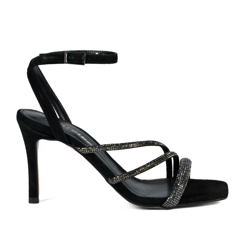 Dam sandaler 1337 svart kombinerad mocka