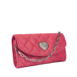 Kvinna axelväska 048g 01 camoscio rosa barbie